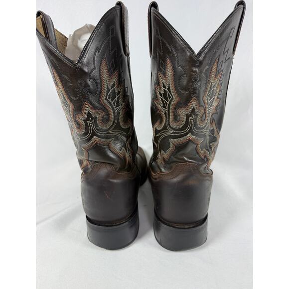 Double-H Brown Leather Western Cowboy Boots Men Size 10D Made in Mexico